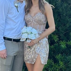 Primavera Couture Silver Sequin Dress